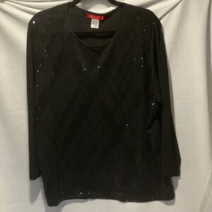 Anne Klein Black Sequin Blouse